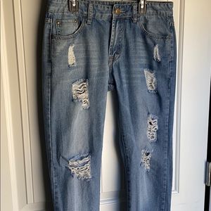 Mens blue ripped jeans